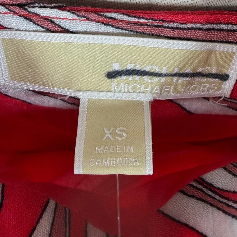 New Michael‎ Kors Soft Zebra Midi Dress Size XS Pink/White